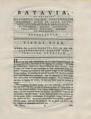 Tiende boek. Over de luchtsgesteldheid en de voornaamste ziekten der indische gewesten