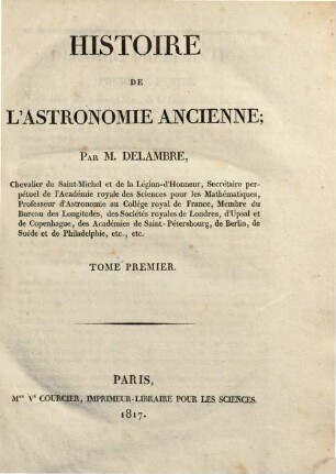 Histoire de l'astronomie ancienne, 1