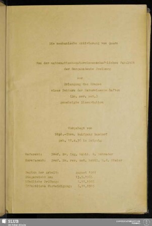 Die mechanische Aktivierung von Quarz