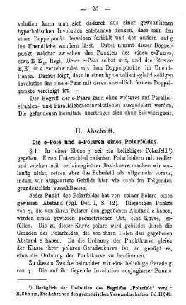 II. Abschnitt. - Die e-Pole und e-Polaren eines Polarfeldes.