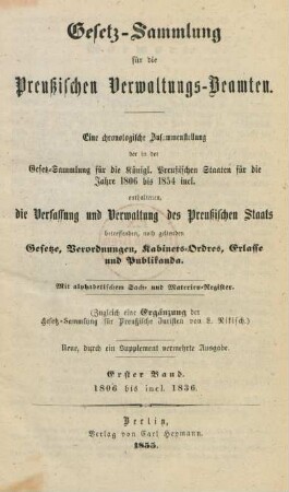 1.1806/36: Gesetz-Sammlung für die preußischen Verwaltungs-Beamten