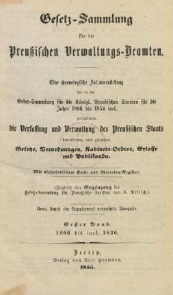 1.1806/36: Gesetz-Sammlung für die preußischen Verwaltungs-Beamten
