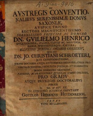 De austregis conventionalibus serenissimae domus Saxonicae