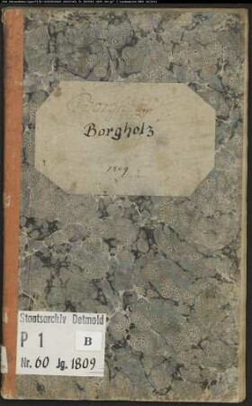 Zivilstandsregister der katholischen Gemeinde Borgentreich, Kreis Warburg (GHT 1809). (Gemeinde: Katholische Gemeinde Borgentreich, Kreis Warburg)