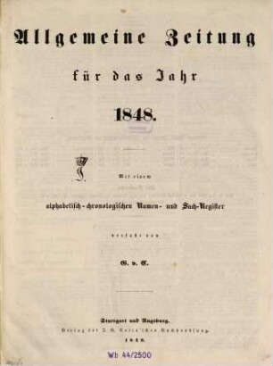 Allgemeine Zeitung. 1848, [5] = Reg