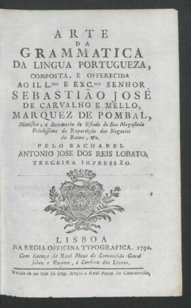 Arte da grammatica da lingua portugueza
