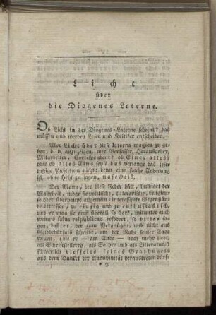 Licht über die Diogenes Laterne.