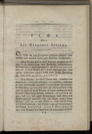 Licht über die Diogenes Laterne.