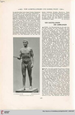 Von Ausstellungen und Sammlungen - Neue Denkmäler - Personal-Nachrichten