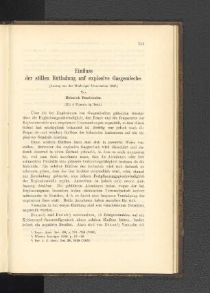 Einfluss der stillen Entladung auf explosive Gasgemische.