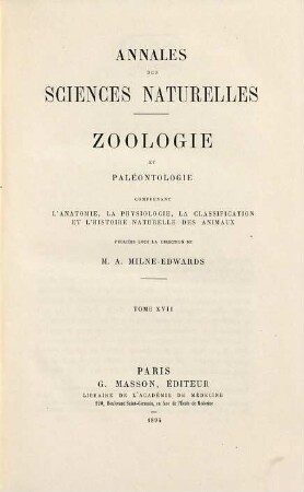 Annales des sciences naturelles. Zoologie et paléontologie. 17. 1895