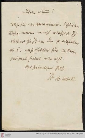 Brief von Wilhelm Wundt an Moritz Cantor