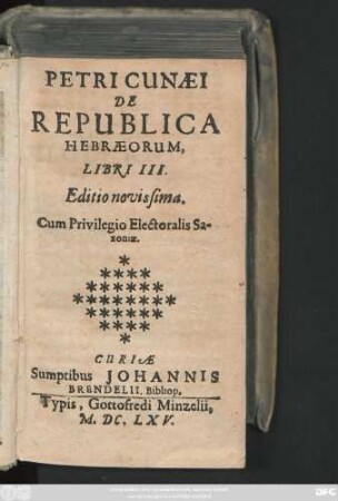 Petri Cunaei De Republica Hebraeorum, Libri III