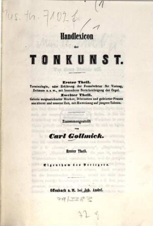 Handlexicon der Tonkunst, 1