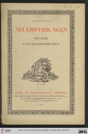 Nr. 619: Katalog: Neuerwerbungen - Bücher und Handschriften