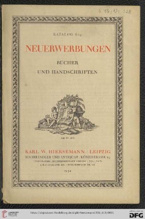Nr. 619: Katalog: Neuerwerbungen - Bücher und Handschriften