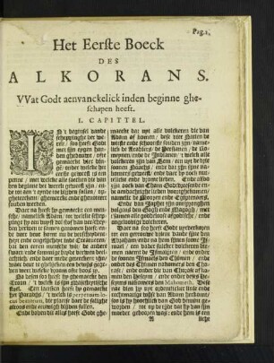 Het Eerste Boeck des Alkorans.