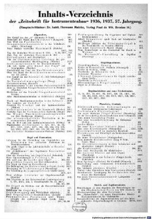 Zeitschrift für Instrumentenbau. 57. 1936/37
