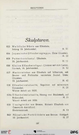 Skulpturen (Nr. 833-855)