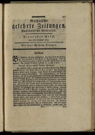 Vierzigstes Stück, den 5ten October 1793.