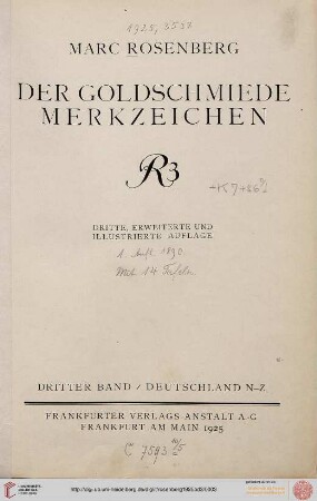 Band 3: Der Goldschmiede Merkzeichen: Deutschland N - Z