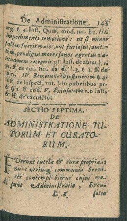 Sectio Septima. De Administratione Tutorum Et Curatorum.