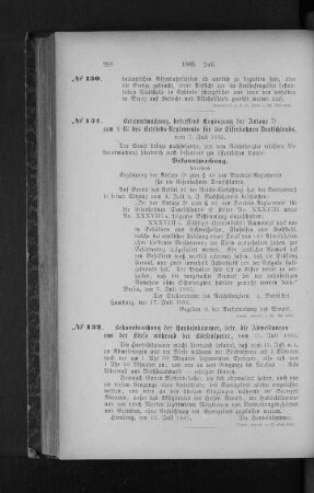 No. 132. Bekanntmachung der Handelskammer, betr. die Abmeldungen aus der Börse während der Börsensperre, vom 11. Juli 1885.