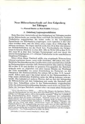 Neue Höhenschotterfunde auf dem Galgenberg bei Tübingen
