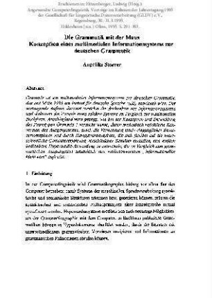 Die Grammatik mit der Maus. Konzeption eines multimedialen Informationssystems zur deutschen Grammatik