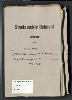 Eingaben, Rescripte, Resoluta (Bescheide) des Amtes Horn , Band 3