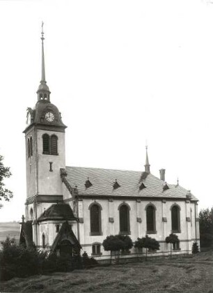 Börnichen/Erzgebirge. Dorfkirche (1801/1900). Ansicht von Südwesten