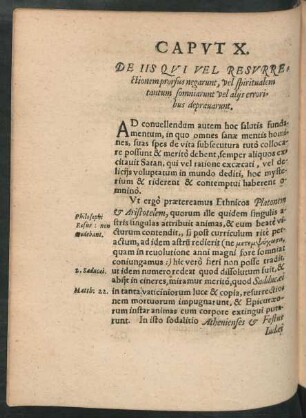 Caput X. De Iis Qui Vel Resurrectionem prorsus negarunt ...