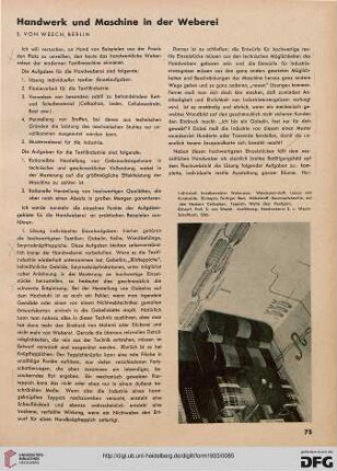 8: Handwerk und Maschine in der Weberei