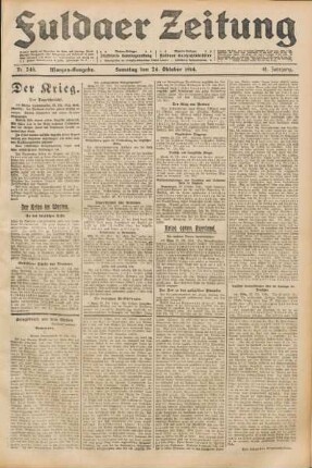 Ausgabe vom Samstag, den 24. Oktober 1914.