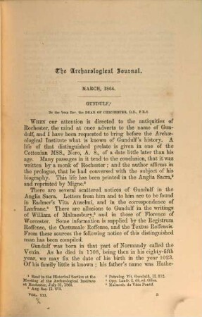 The archaeological journal. 21. 1864