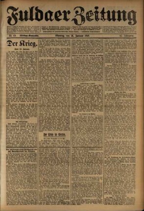 Zweite Ausgabe vom Montag, den 18. Januar 1915.
