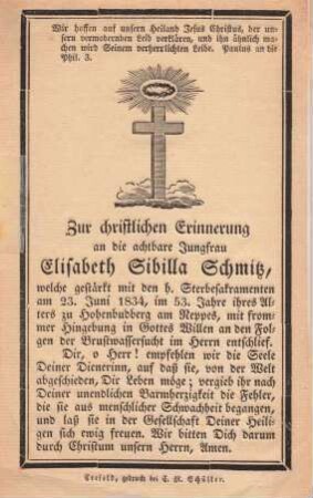 Schmitz, Elisabeth Sibilla