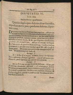 Disputatio VI. Lex XCI. - CII.