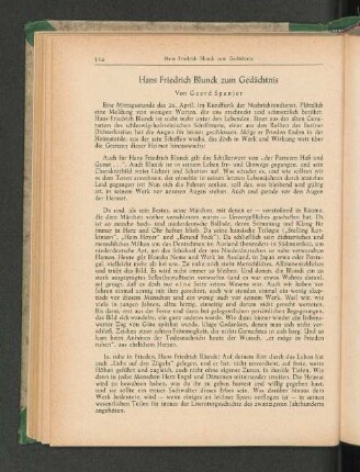 Hans Friedrich Blunck zum Gedächtnis