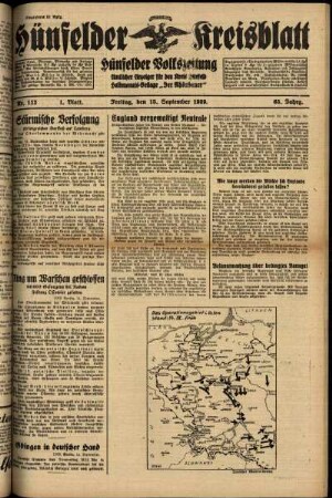 Erste Ausgabe vom Freitag, den 15. September 1939.