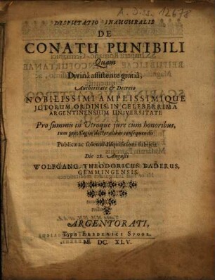 Disputatio Inauguralis De Conatu Punibili