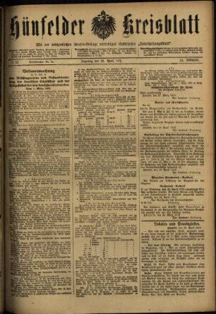 Ausgabe vom Samstag, den 26. April 1919.