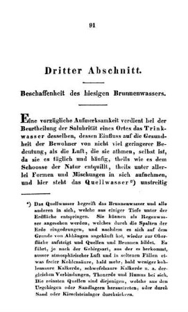Dritter Abschnitt. Beschaffenheit des hiesigen Brunnenwassers.