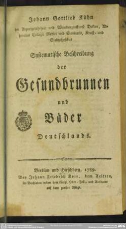 Systematische Beschreibung der Gesundbrunnen und Bäder Deutschlands