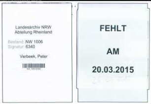 Entnazifizierung Peter Verbeek , geb. 24.04.1893 (Holzkaufmann)