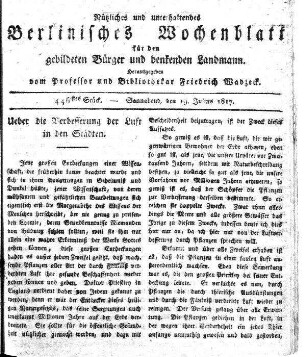 446stes Stueck, Sonnabend, den 19. Julius 1817