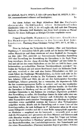 Sorge-Genthe, Irmgard :: Hammonias Gärtner, Geschichte des Hamburger Gartenbaus in den letzten drei Jahrhunderten : Hamburg, Christians, 1973