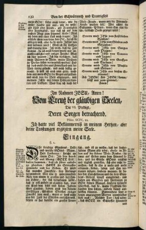 130-166, Die VI. Predigt, Deren Sorgen betrachtend.