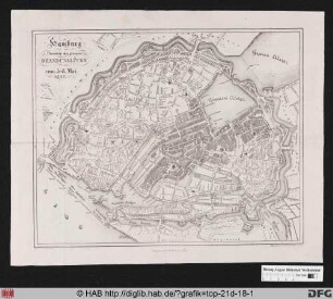 Hamburg. Übersicht des grossen Brandunglücks vom 5.-8. Mai 1842.