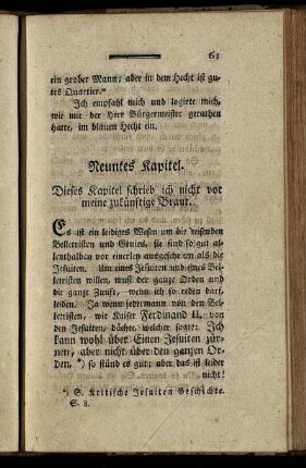 Neuntes Kapitel. Dieses Kapitel schrieb ich nicht vor meine zukünftige Braut.